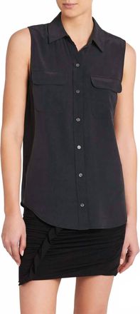 Equipment Sleeveless Slim Signature Top In True Black