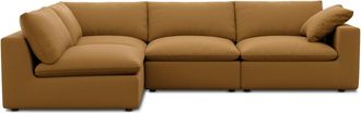 Castlery Customized Brown Left-Facing Chaise Sectional Sofa | Dawson by Castlery, Brown, Feather-Filled Cushions, Furniture Sofas