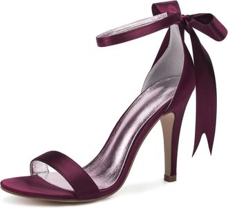 Generic Wedding Bridal Shoes High Heels Women Open Toe Stiletto Sandals Wedding Bridal Party Prom Dress Shoes 10.5Cm,Burgundy,9 UK