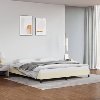 vidaXL Estructura De Cama Sin Colch&oacute;n Cuero Sint&eacute;tico Crema 180x200 Cm Vidaxl