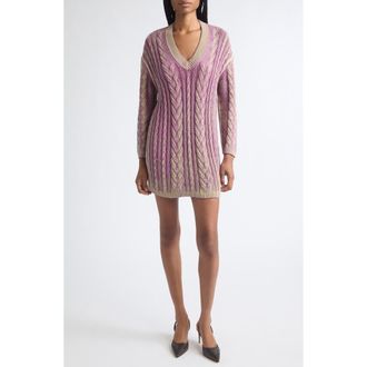 Diesel Bleached Long Sleeve Cotton Blend Cable Sweater Dress in Sandy/beige at Nordstrom, Size X-Small