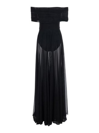 Norma Kamali Off-Shoulder Tech Fabric Dress - Black