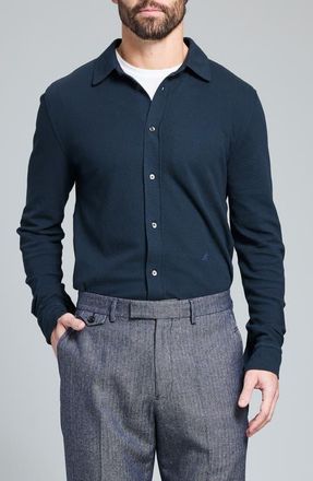 Billy Reid Textured Cotton Button-Up Shirt in Carbon Blue at Nordstrom, Size Xx-Large