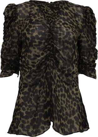 Isabel Marant &Eacute;toile Caja Ruched Blouse in Animal Print Viscose