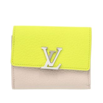 Louis Vuitton Beige Yellow Leather Wallet (Tri-Fold) (Pre-Owned)