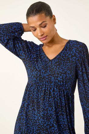 Roman Abstract Print V-Neck Tunic Top