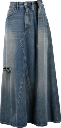 Maison Margiela Denim Cotton Women Long Denim Skirt