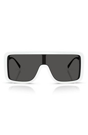 Dolce & Gabbana 134mm Rectangular Shield Sunglasses in White/dark Grey at Nordstrom