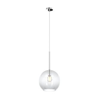 Top-Light Sospensione Contemporanea Future Metallo Cromo Vetro Trasp. 1 Luce E27 D.25cm