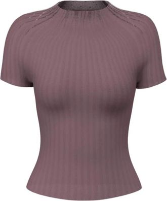 Guess Perilla Sheer Yoke Top - Dames - Ronde hals truien - Paars - XS - Leer - Truien & Vesten