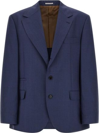 Brunello Cucinelli Prince of Wales Blazer - Heren - Pakken - Blauw - Maat: 3XL Wol