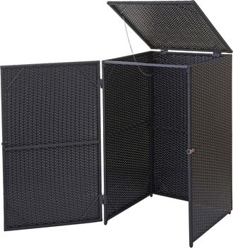 Hhg D&eacute;coshop26 - Cubo De Basura Exterior Refugio Contenedores De Basura 110x65x66 Cm Polirrat&aacute;n Negro 120 Litros 040002857