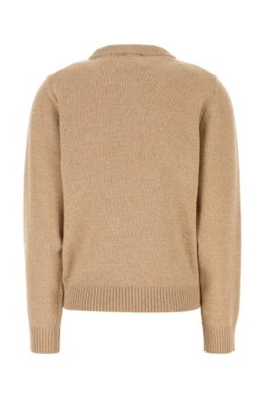 Ganni Womens Cappuccino Wool Blend Sweater Camel Maglieria