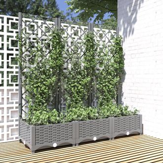 vidaXL Vidaxl - Jardinera Con Enrejado Pp Gris Claro 120x40x121,5 Cm