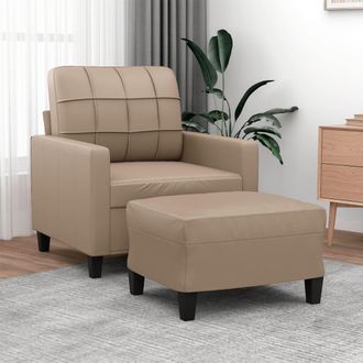 vidaXL Vidaxl - Sill&oacute;n Con Taburete Cuero Sint&eacute;tico Color Capuchino 60 Cm