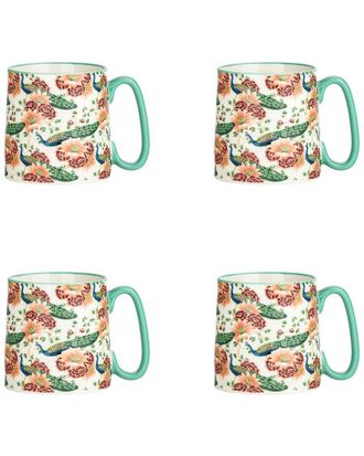 10 Strawberry Street Set of 4 Bella Peacock Royale Mugs