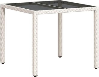 vidaXL Mesa De Jard&iacute;n Superficie De Vidrio Rat&aacute;n Pe Blanco 90x90x75 Cm Vidaxl