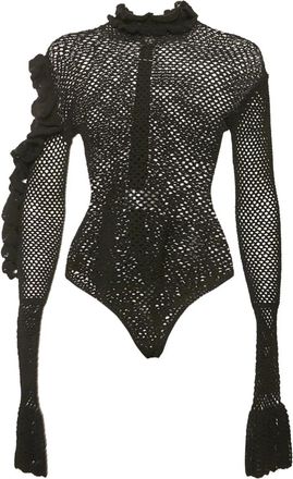 Magda Butrym Gehaakte body met ruches - Zwart