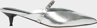 Alexander McQueen Studded Strap Metallic Leather Mules