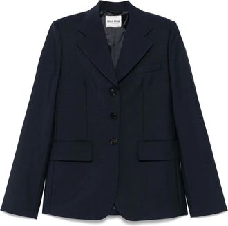 Miu Miu Blazer con applicazione logo - Blu