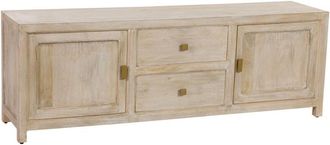 Wanderlust Deco Mueble Bajo De Madera Beige 2 Puertas Y 2 Cajones 170x40x56h Cm