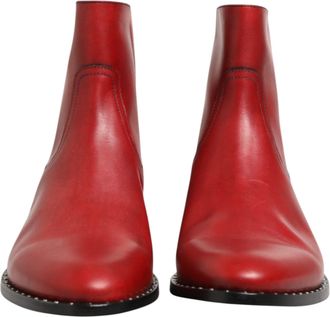 Dolce & Gabbana Red Studded Chelsea Short Ankle Boots Mens Shoes