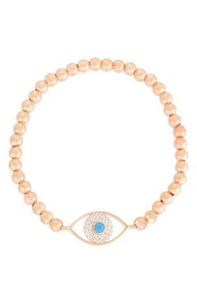 Chloe and Madison CZ Eye Stretch Bead Bracelet in Rose Gold at Nordstrom Rack