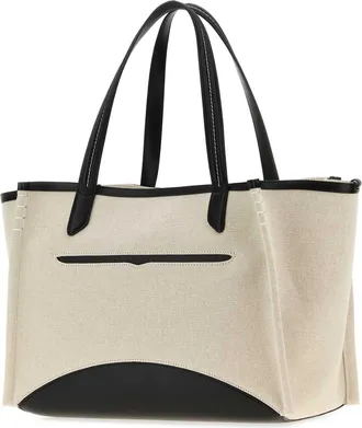 J.W.Anderson Womens Sand Canvas Loafers Shopping Bag Naturalblack Exterior: Fabric Borse A Mano