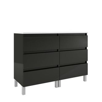 Saniclass Chaci PLUS Badkamermeubelset - 120x86x46cm - topblad - 6 lades - mat zwart