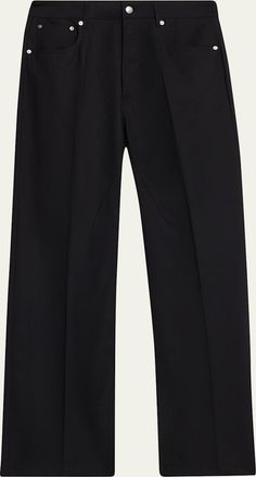 Rick Owens Mens Geth Paper Wool Wide-Leg Jeans