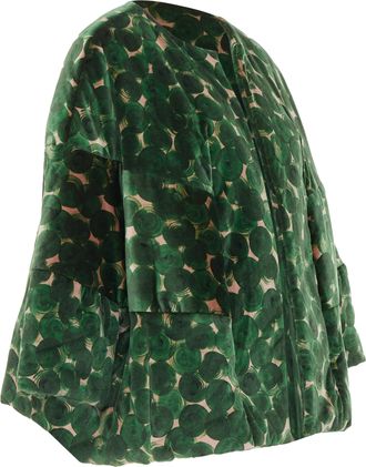 Dries Van Noten Violini Abstract Print velvet cocoon jacket