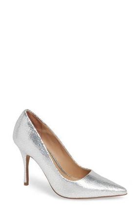 Linea Paolo Payton Pointy Toe Pump in Silver Crackle Leather at Nordstrom Rack, Size 7.5