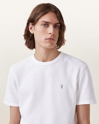 AllSaints Ellis Waffle Texture Crew Neck Ramskull T-Shirt