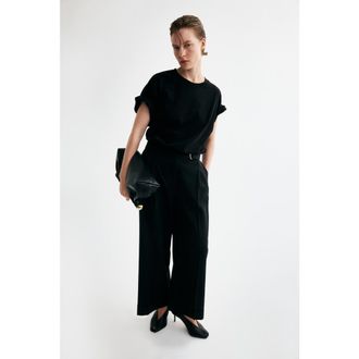 H&M Straight-leg Pants With Belt in Black at Nordstrom, Size 10