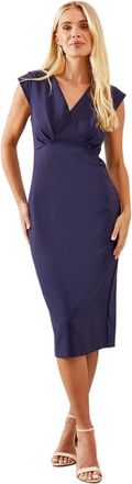 Wallis Petite Stretch Crepe Split Sleeve Dress, 12, Navy