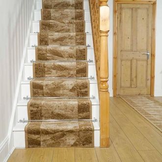 Runrug Stair Runner Carpet - Soft & Comfortable, 8mm - Sardis in Light Brown | Size: 100 cm x 540 cm