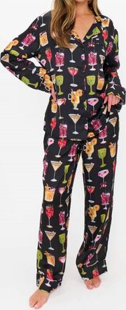 Show me your Mumu Classic Pajama Set In Holiday Cocktails Silky