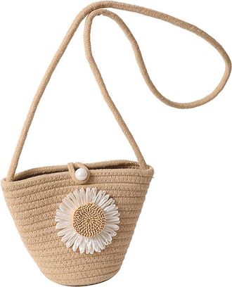 Generic Cymwer Women Woven Straw Crossbody Beach Bag for Work School and Daily Use (Khaki)