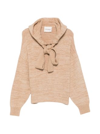 Closed Beige Marl Bow Detail Hooded Sweater