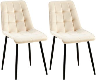 Clp Lote De 2 Sillas De Comedor Funda De Terciopelo Gifford Crema Terciopelo