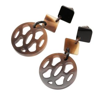 Herm&egrave;s Pre-owned Hermes Buffalo Horn Ava Drop Push Back Earrings Ladies U45P0LDI2LUDQBCZ