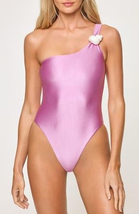 L*Space Luminescent One-Shoulder One-Piece Swimsuit in Mauve at Nordstrom Rack, Size X-Small