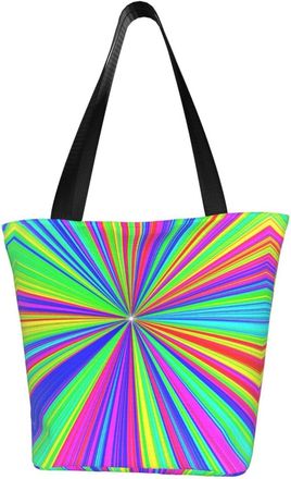 AOOEDM Divergent Colored Stripes Print Reusable Tote Bag Women Casual Handbag Shoulder Bags for Shopping Groceries Travel Outdoors