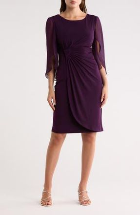 Connected Sheer Sleeve Dress in Aubergine at Nordstrom Rack, Size 10