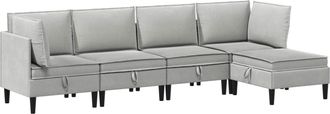 vidaXL Juego De Muebles De Sal&oacute;n 5 Uds. Gris Claro Tela Vidaxl