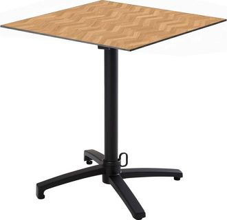 Oviala Mesa de bistr&oacute; de jard&iacute;n cuadrada inclinable 60 cm dise&ntilde;o chevron