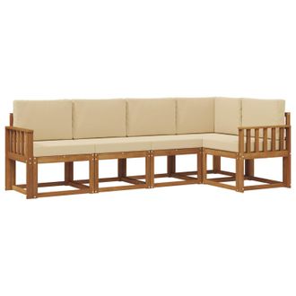 vidaXL Conjunto De Sof&aacute;s De Exterior Con Coj&iacute;n 5 Pcs Natural Y Beige Vidaxl