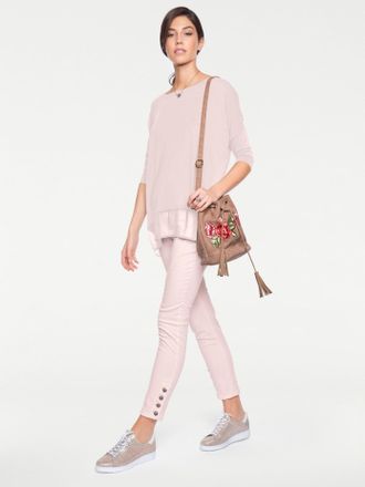 Heine Oversize-Shirt HEINE Oversized Shirt, Damen, Gr. 36/38, rosa (ros&eacute;), 95% Viskose, 5% Elasthan, Chiffon:100% Polyester, unifarben, Rundhals, Shirts Ove