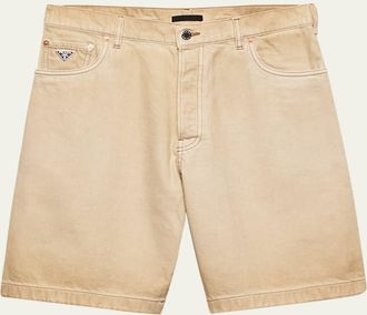 Prada Mens Worn Bull Denim Shorts