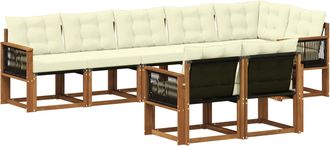 vidaXL Conjunto De Sof&aacute;s De Exterior 8 Uds. Natural Y Crema Vidaxl